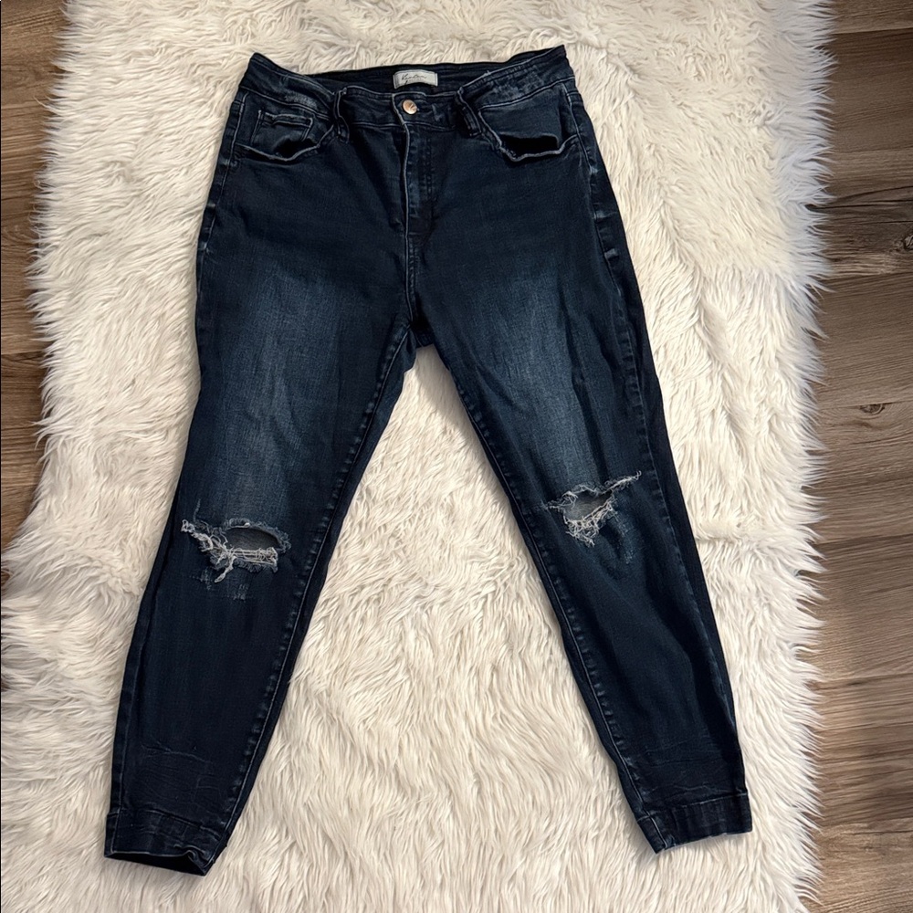 Kancan Women's Distressed Black Jeans